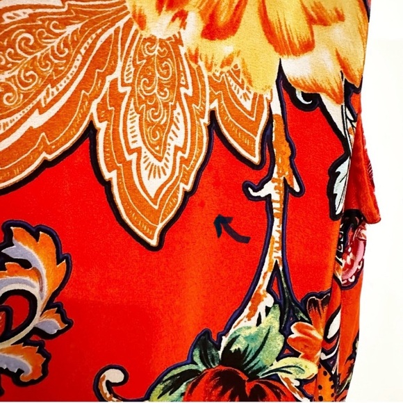 Anthropologie Maeve Larkhill Mockneck Women Orange Floral Sleeveless Swing Dress - Picture 13 of 13